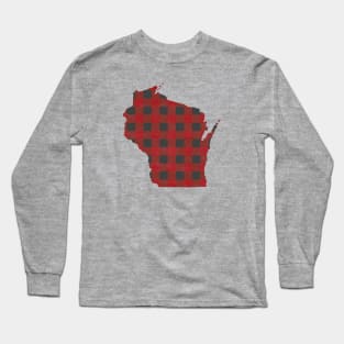 Wisconsin Love in Buffalo Plaid Long Sleeve T-Shirt